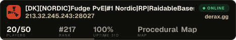 [DK][NORDIC]Fudge PvE|#1 Nordic|RP|RaidableBases|Convoy|Monthly