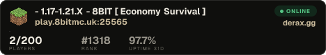 ▕- 1.17-1.21.X -▏ 「✧」8BIT「✧」 ▕ [ Economy Survival ] ▏ ▔▔▔▔▔▔▔▔▔▔▔▔▔▔▔