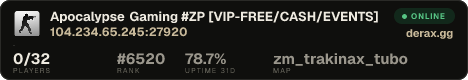 » Apocalypse Gaming #ZP [VIP-FREE/CASH/EVENTS] @CLANSERVERS