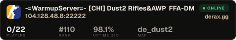 -=WarmupServer=- [CHI] Dust2 Rifles&AWP ★FFA-DM★