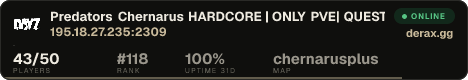 Predators Chernarus HARDCORE | ONLY PVE| QUEST SYSTEM| SKILLS