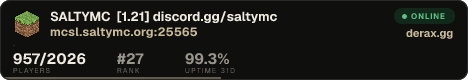 SALTYMC [1.21] discord.gg/saltymc ѕᴛᴇᴀᴍѕᴘᴀʀᴋѕ ѕᴇᴛ ɴᴏᴡ ᴀᴠᴀɪʟᴀʙʟᴇ