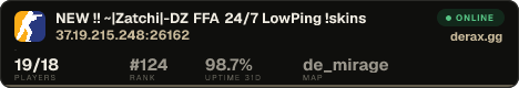 NEW !! ~|Zatchi|-DZ FFA 24/7 ️LowPing !skins
