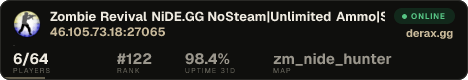 Zombie Revival ● NiDE.GG ● NoSteam|Unlimited Ammo|Shop
