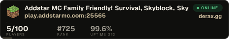 ✩▅▃▂▁ Addstar MC ▁▂▃▅✩ Family Friendly! Survival, Skyblock, Skygrid, Minigames, and more!