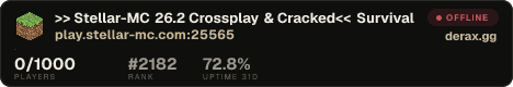 >> Stellar-MC ✤ 26.2 Crossplay & Cracked<< Survival & Skyblock with mcMMO, Rankups & Economy!