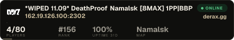 *WIPED 11.09* DeathProof Namalsk [8MAX] 1PP|BBP|HELI|PVP|LOOT+