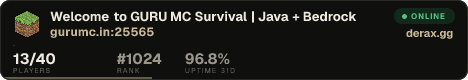 Welcome to GURU MC Survival | Java + Bedrock