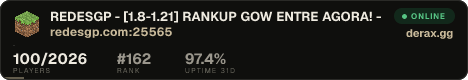 ▬▬▬▬▬▬▬▬ REDESGP - [1.8-1.21] ▬▬▬▬▬▬▬▬ RANKUP GOW ENTRE AGORA! - |