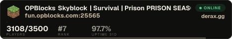 OPBlocks » Skyblock | Survival | Prison PRISON SEASON 34 LAUNCHED!