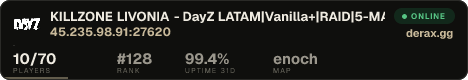 KILLZONE LIVONIA - DayZ LATAM|Vanilla+|RAID|5-MAX|KOTH|WIPE 4/9