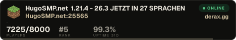 HugoSMP.net 1.21.4 - 26.3 ◆ MENÜ UPDATE • JETZT ENTDECKEN ◆