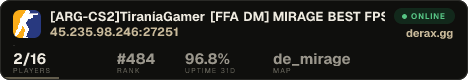 [ARG-CS2]TiraníaGamer [FFA DM] MIRAGE BEST FPS